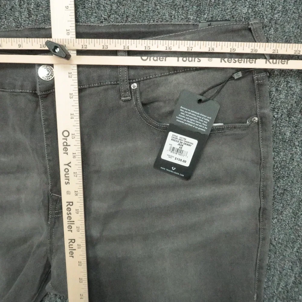 True Religion Jeans Mens 40x32 Gray Charcoal‎ Rocco Relaxed Skinny No Flap NWT
